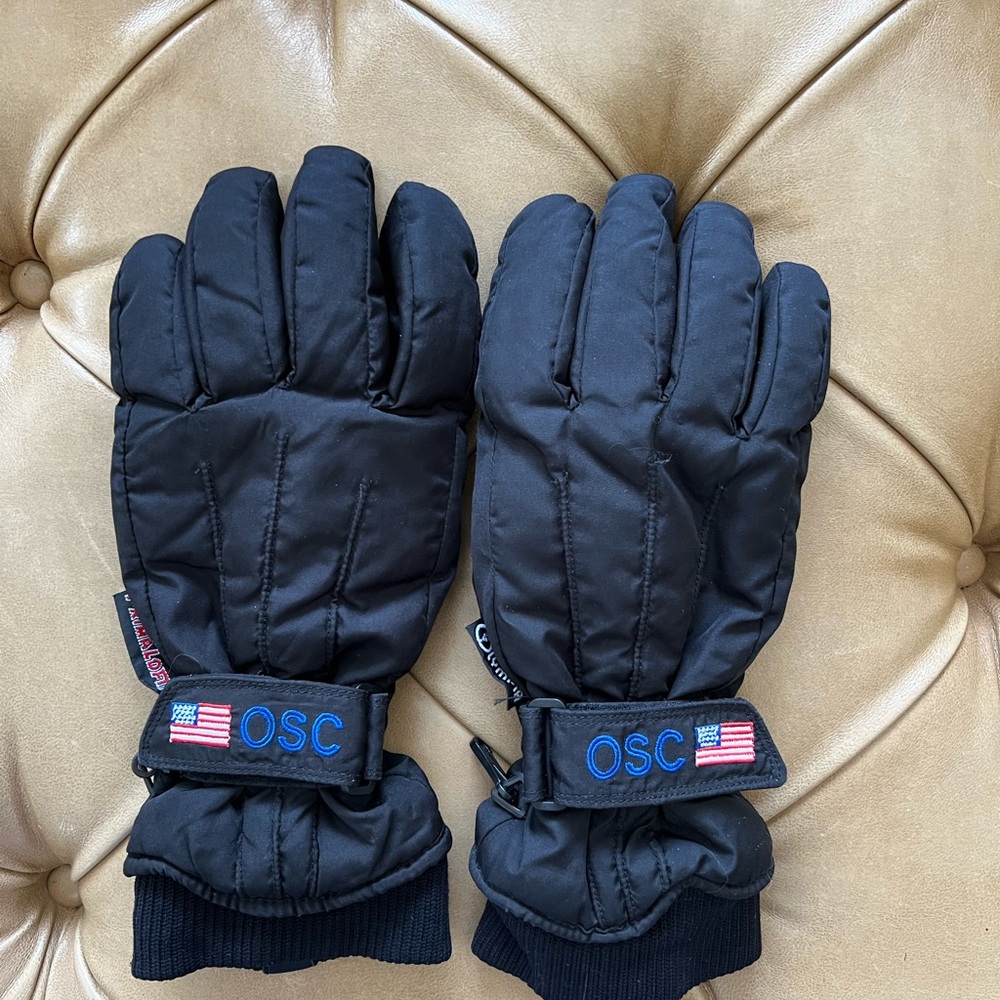 Black winter ski gloves